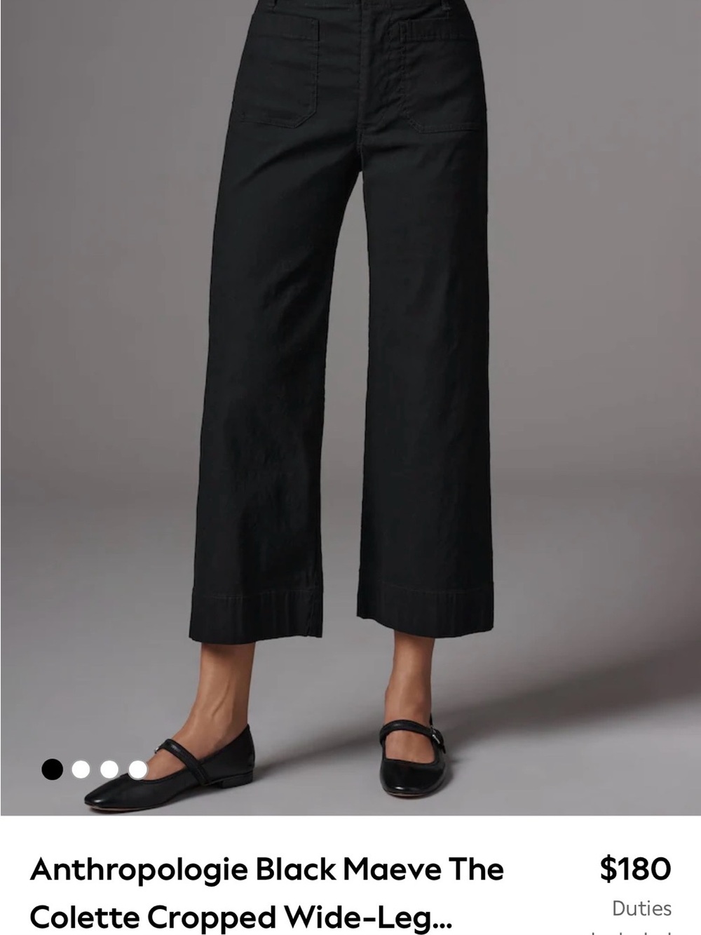 Anthropologie Black Cropped Wide-Leg Maeve Pants